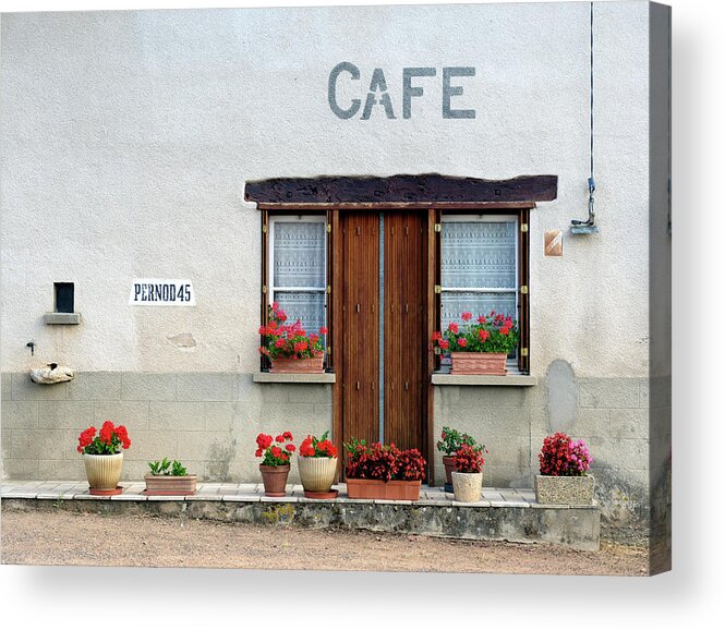 Alcohol Acrylic Print featuring the photograph French Village Cafe by Pidjoe