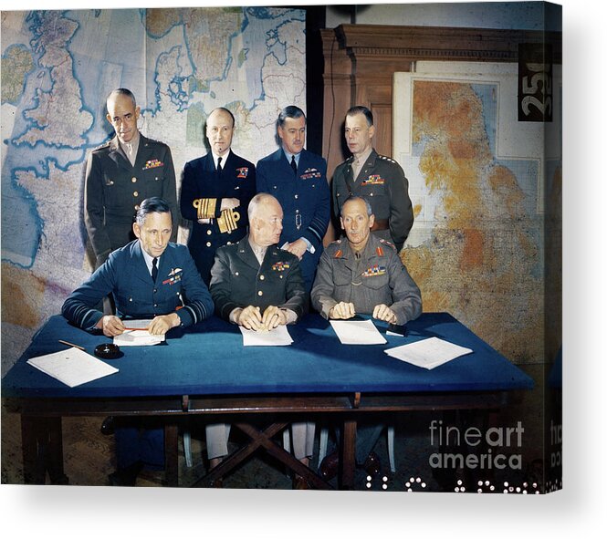 Mature Adult Acrylic Print featuring the photograph General Eisenhower With Staff by Bettmann