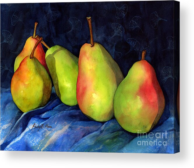 Pear Acrylic Print featuring the painting Green Pears by Hailey E Herrera
