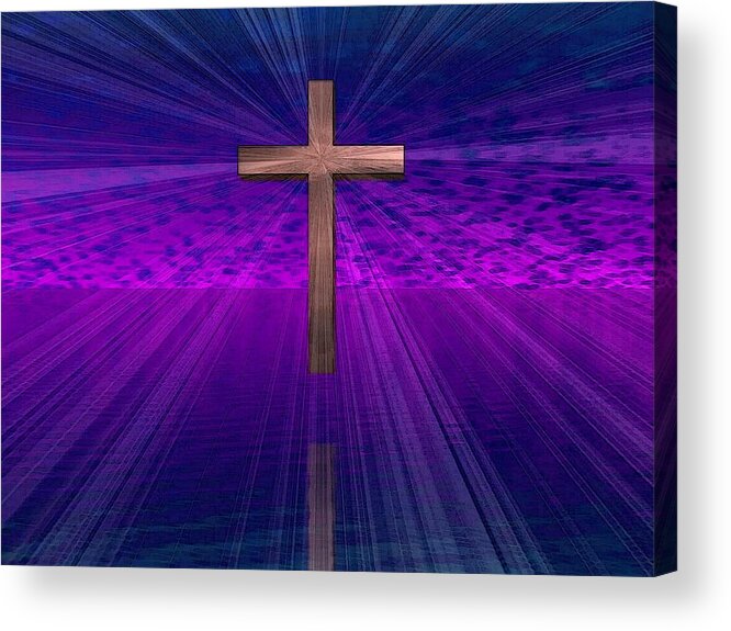 Jesus Acrylic Print featuring the digital art He Is Risen by Teresa Trotter