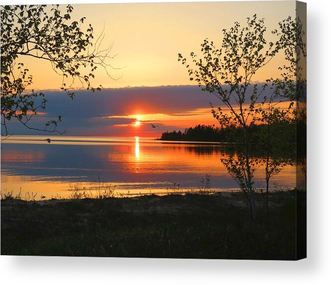 Lake Michigan. Sunset Acrylic Print featuring the photograph Headlands Sunset by Keith Stokes