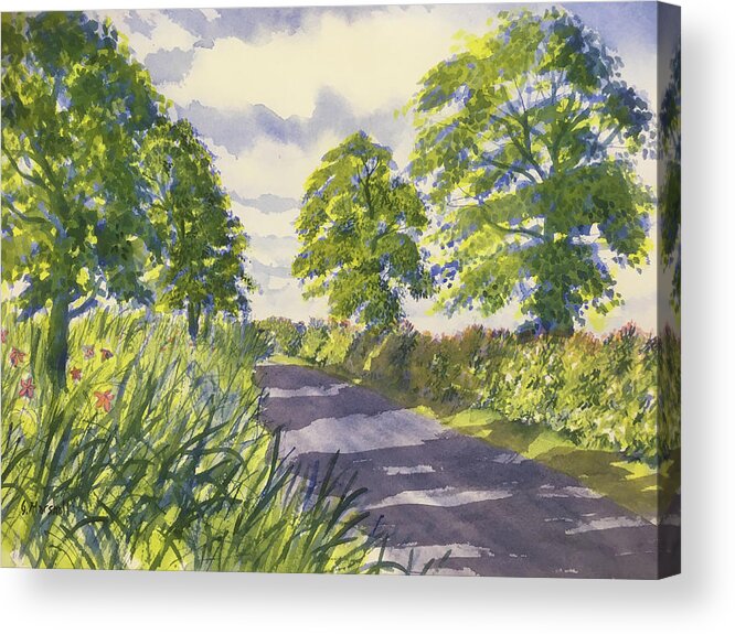 Watercolour Acrylic Print featuring the painting Hedgerows on Rudston Road by Glenn Marshall