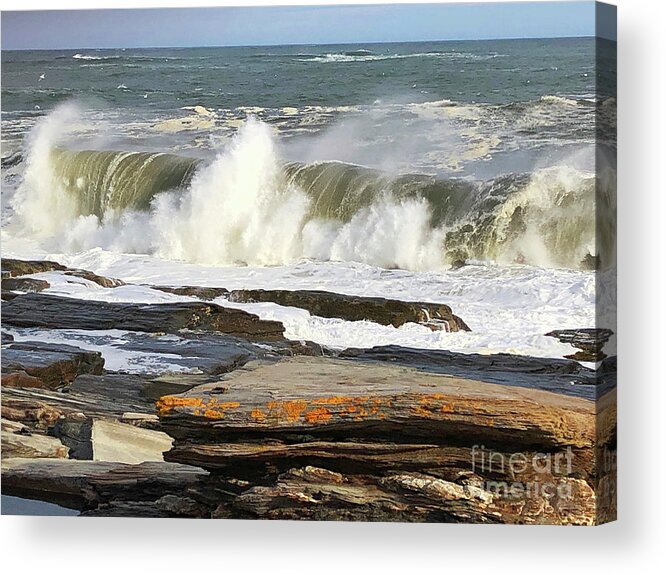 Winter Acrylic Print featuring the painting High Surf Warning by Jeanette French