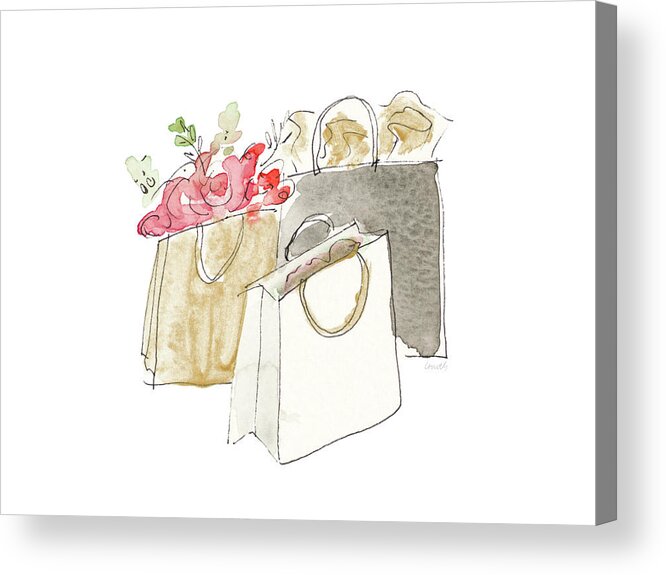 Holiday Acrylic Print featuring the mixed media Holiday Shopping Bags II by Lanie Loreth