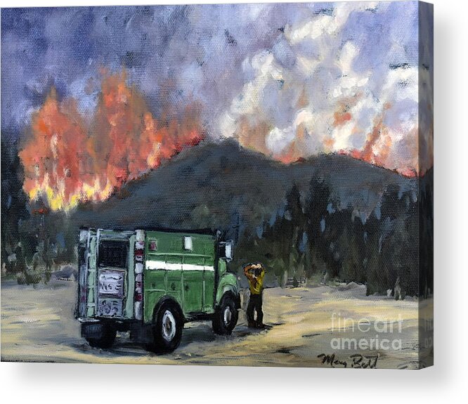 Fire Acrylic Print featuring the painting Home Fires by Mary Beth Harrison