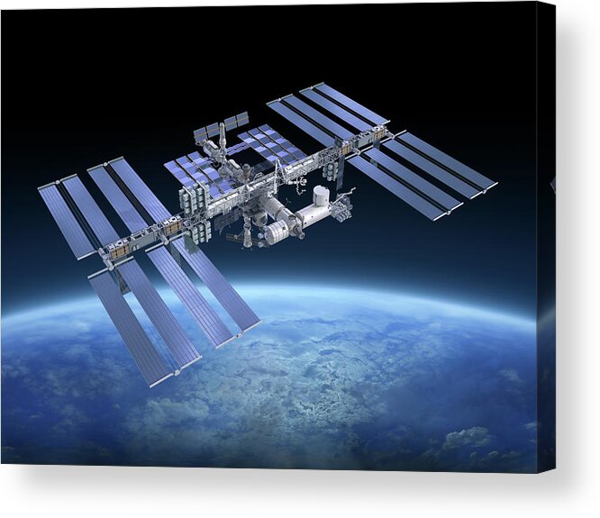Solar Power Station Acrylic Print featuring the photograph International Space Station Iss by Scibak