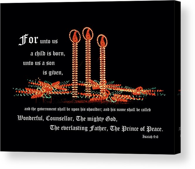 Christmas Candles Acrylic Print featuring the photograph Isaiah 9 Christmas Scene by Mike McBrayer