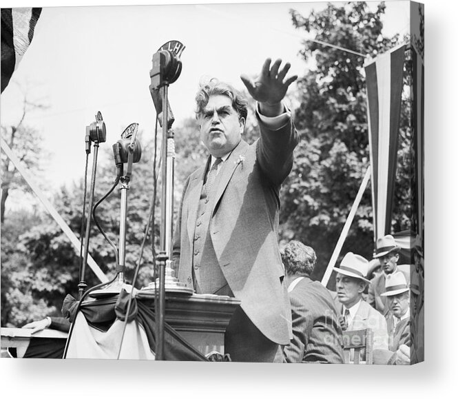 People Acrylic Print featuring the photograph John L. Lewis Gestures At Podium by Bettmann