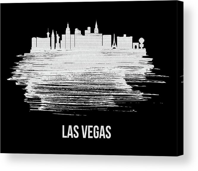 Las Vegas Acrylic Print featuring the mixed media Las Vegas Skyline Brush Stroke Blue by Naxart Studio