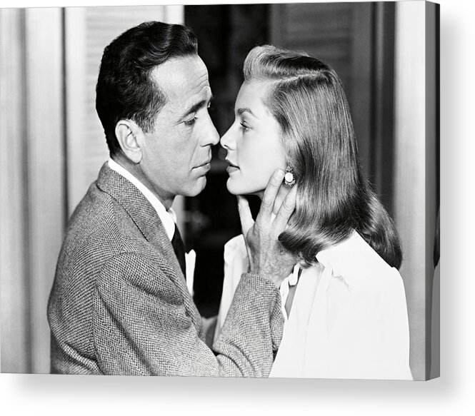 Humphrey Bogart Acrylic Print featuring the photograph LAUREN BACALL and HUMPHREY BOGART in DARK PASSAGE -1947-. by Album