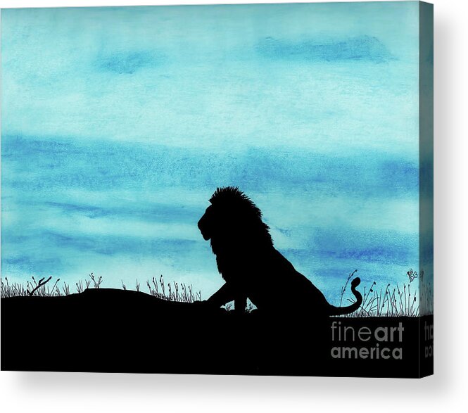 Lion Acrylic Print featuring the drawing Leo At Sunset by D Hackett