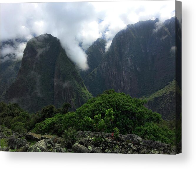 View From Machu Picchu Citadel Acrylic Print featuring the photograph View from Machu Picchu by Kandy Hurley