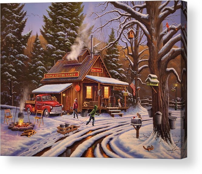 Maple Sugaring Time Acrylic Print featuring the painting Maple Sugaring Time by Geno Peoples