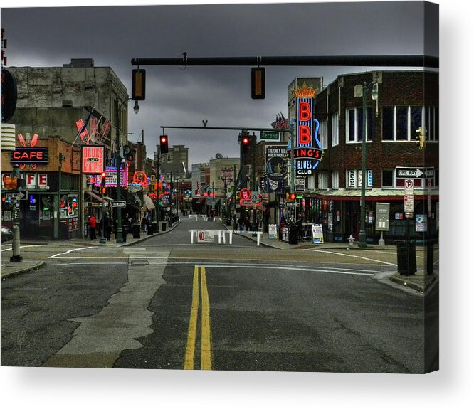 Memphis Acrylic Print featuring the photograph Memphis - Beale Street 001 by Lance Vaughn