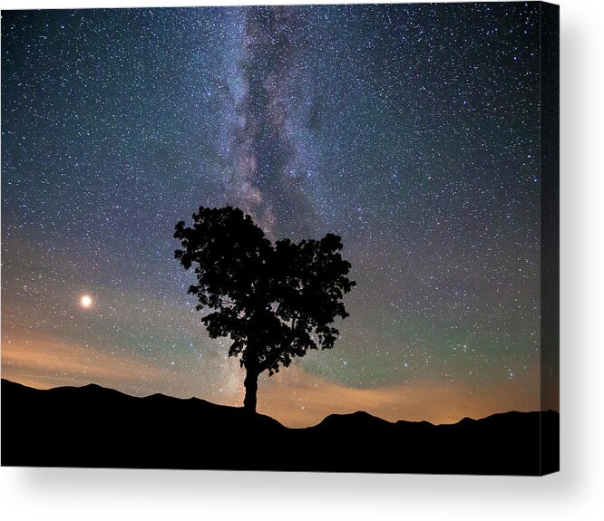 Milky Way Acrylic Print featuring the photograph Milky Way, Mars and Heart Tree 3/4 Crop by White Mountain Images