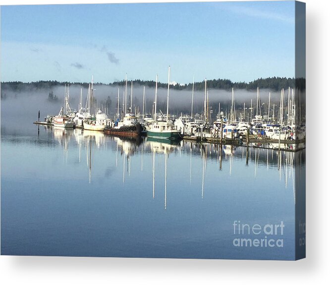 Liberty Acrylic Print featuring the photograph Misty Liberty Bay by Aicy Karbstein