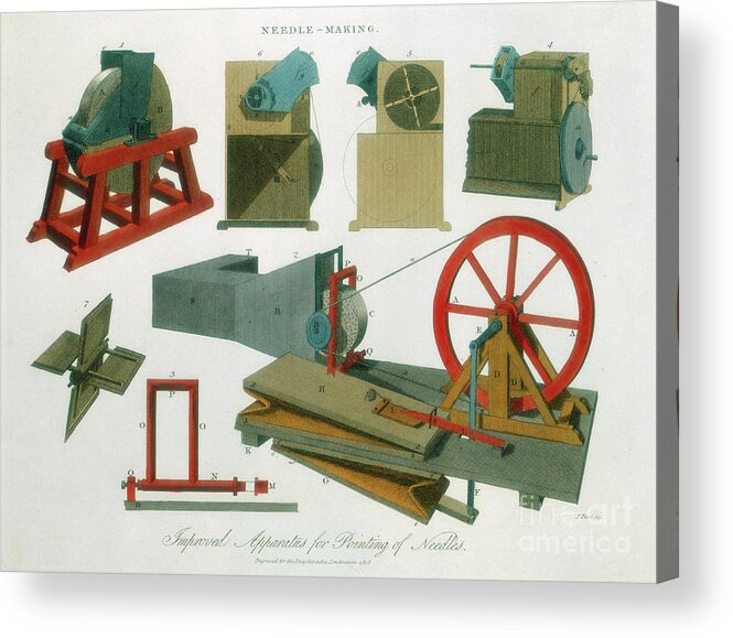 Event Acrylic Print featuring the drawing Needle-making Equipment, 1819 by Print Collector