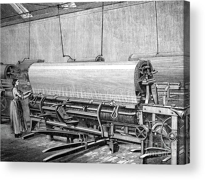 Engraving Acrylic Print featuring the drawing Net Loom In The Stuarts Factory, C1880 by Print Collector