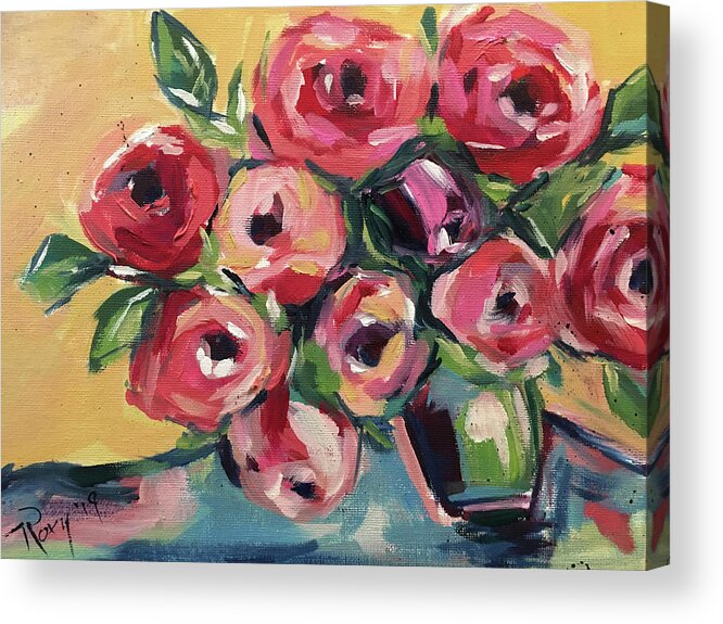 Roses Acrylic Print featuring the painting New Roses by Roxy Rich