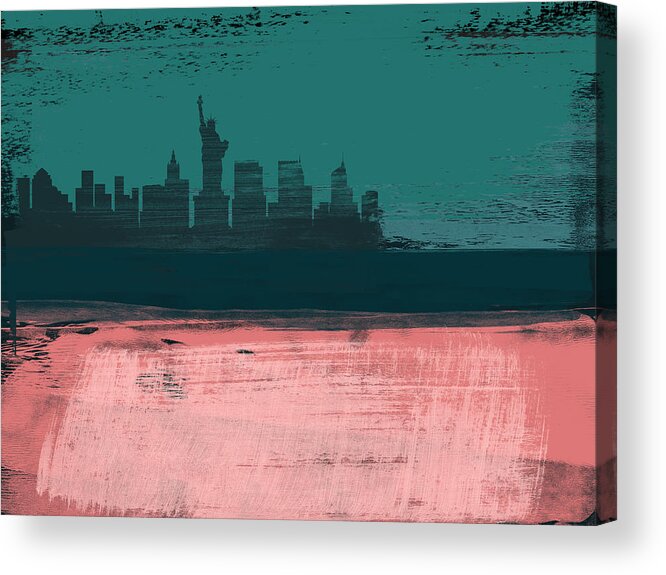 New York Acrylic Print featuring the mixed media New York Abstract Skyline II by Naxart Studio