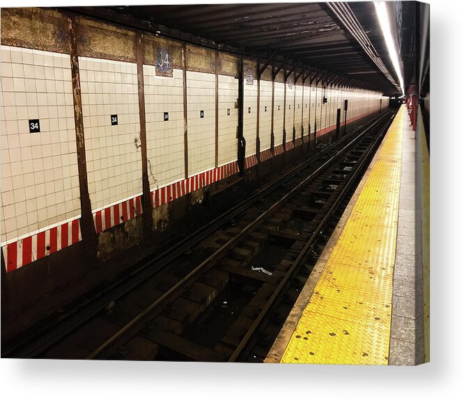 New York Subway Acrylic Print featuring the photograph New York City Subway Line by Shane Kelly