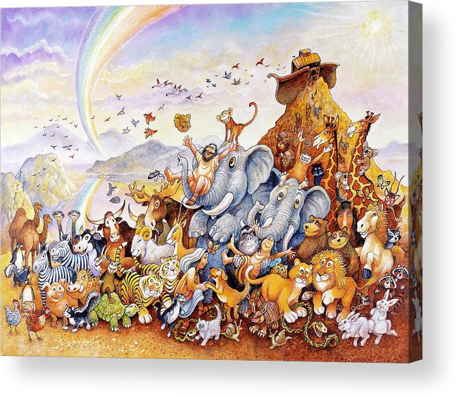 Noah's Ark Acrylic Print featuring the painting Noah's Happy Ending by Bill Bell