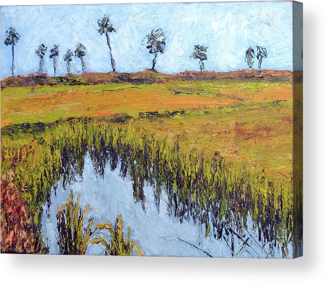 Paddy Fields Acrylic Print featuring the painting Paddy Fields by Uma Krishnamoorthy