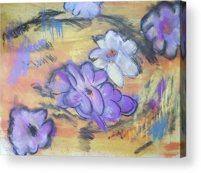 Pastels Art Acrylic Print featuring the pastel Pastel Flowers in Abstract by Cathy Anderson