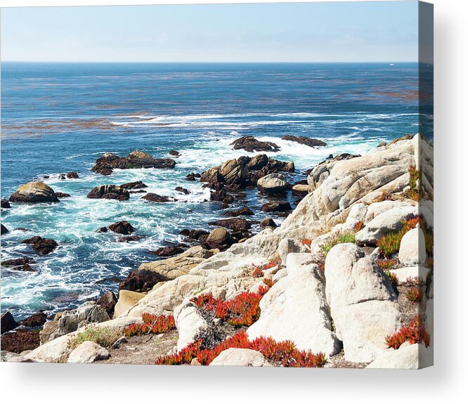 Water's Edge Acrylic Print featuring the photograph Pebble Beach Seascape by David Lopes