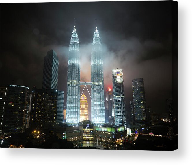 Outdoors Acrylic Print featuring the photograph Petronas Twin Towers And The Kuala by Travelpix Ltd