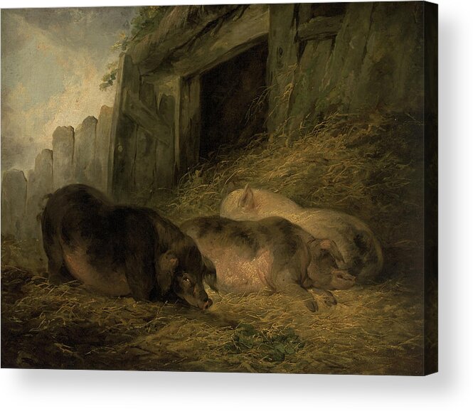 George Morland Acrylic Print featuring the painting Pigsty, 1791 by George Morland