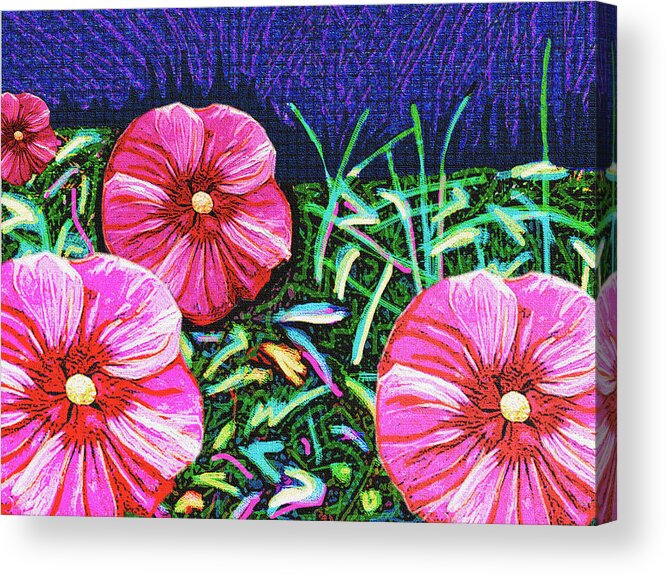 Retro Acrylic Print featuring the digital art Pink Mallow Nights by Rod Whyte