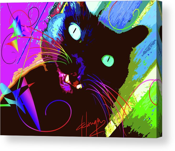 Dizzycats Acrylic Print featuring the painting pOp Cat The Tarantula by DC Langer