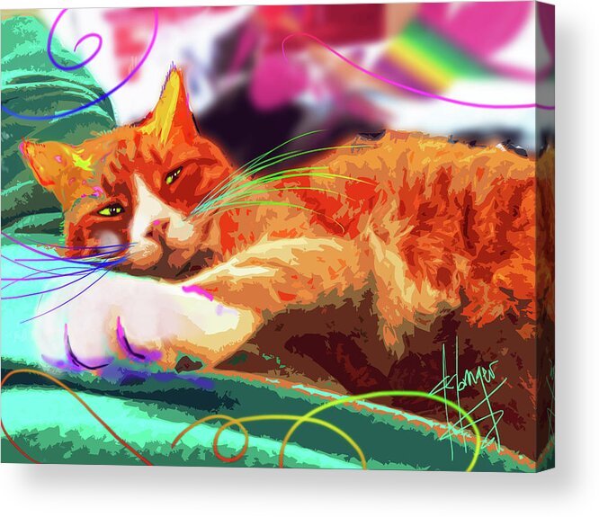 Teddy Acrylic Print featuring the painting pOpCat Teddy by DC Langer