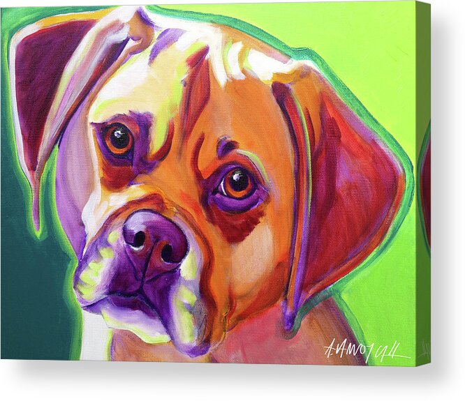 Puggle - Cooper Acrylic Print featuring the painting Puggle - Cooper by Dawgart