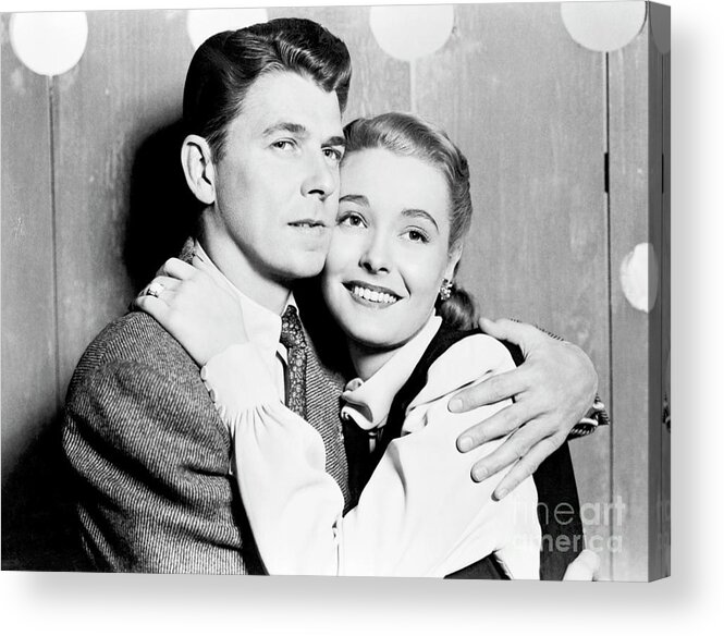 People Acrylic Print featuring the photograph Ronald Reagan With Patricia Neal by Bettmann