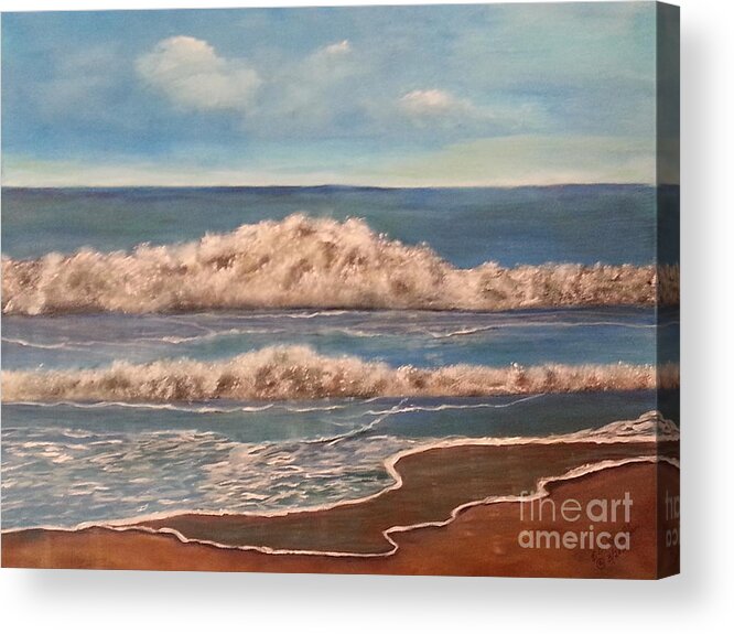 Rough Surf Acrylic Print featuring the painting Rough Surf by Elizabeth Mauldin
