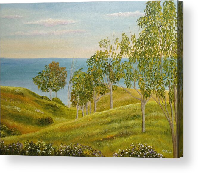 Eucalyptus Acrylic Print featuring the painting Beachhead Of Eucalyptuses by Angeles M Pomata