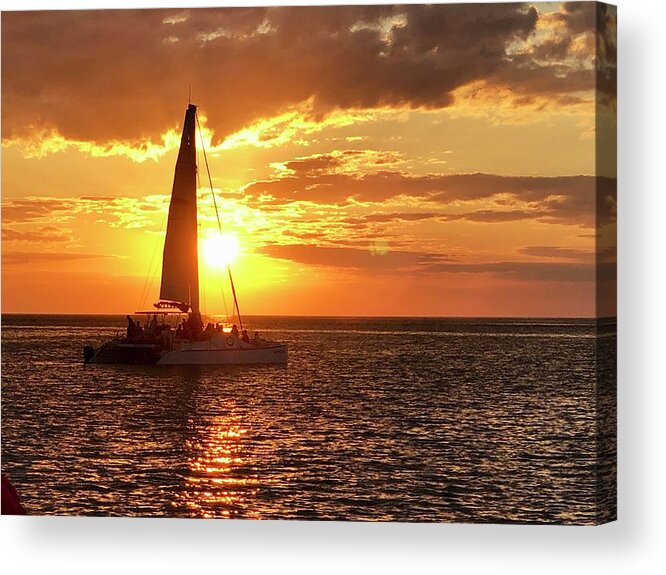 Beach Acrylic Print featuring the photograph Sailboat Sunset Captiva Island Florida by Shelly Tschupp