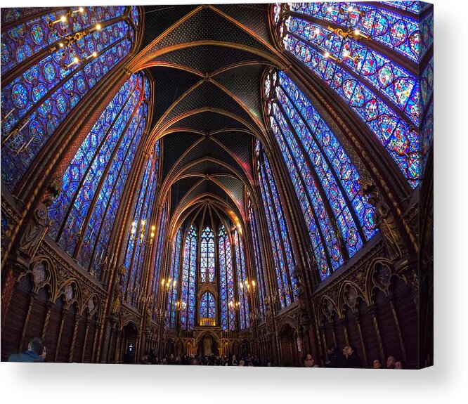 Cathedral Acrylic Print featuring the photograph Sainte-Chapelle Stained Glass - Paris - France by Bruce Friedman