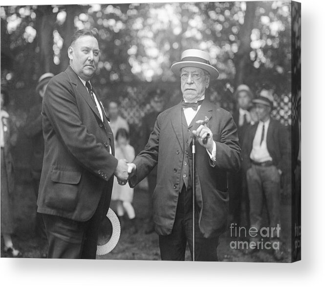 People Acrylic Print featuring the photograph Samuel Gompers And J. Benjamin Harrison by Bettmann