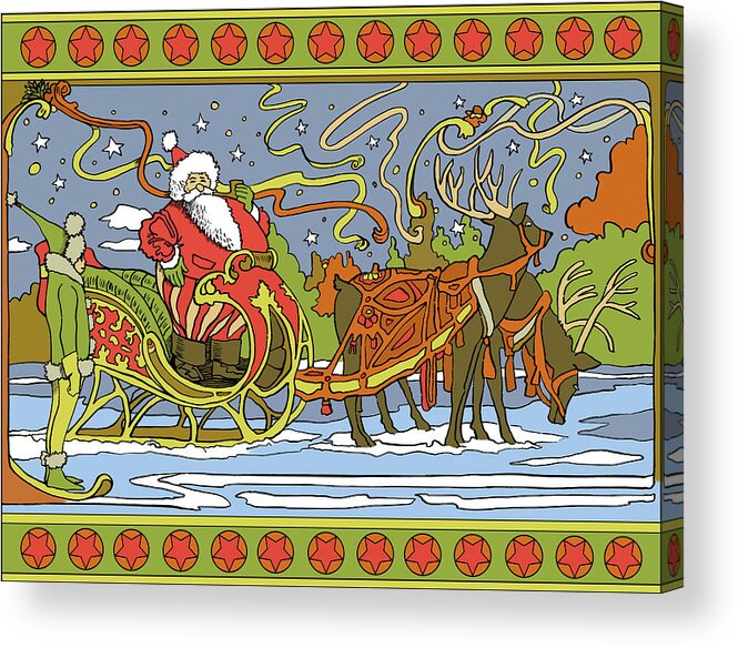 Santa Sleigh Acrylic Print featuring the digital art Santa Sleigh by Howie Green