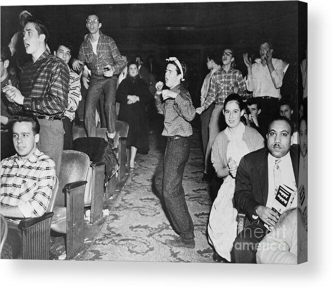 Event Acrylic Print featuring the photograph Screaming Fans Clap At Presley Concert by Bettmann