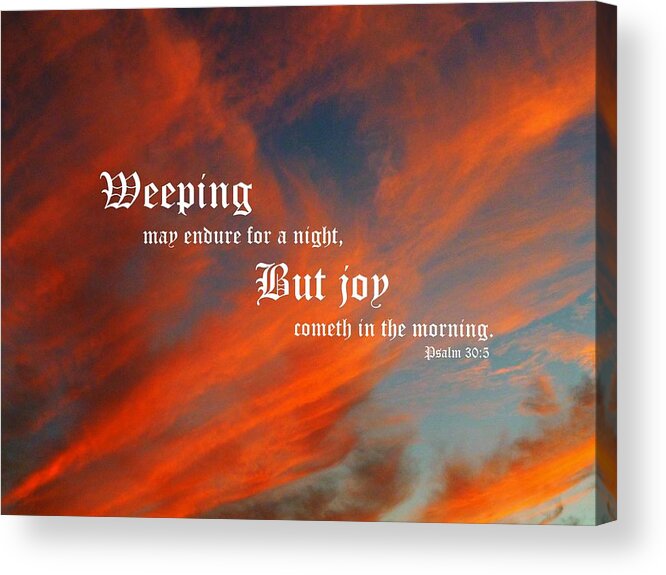 Red Sky Acrylic Print featuring the photograph September Clouds with Psalm 30 vs 5 Ed B by Mike McBrayer