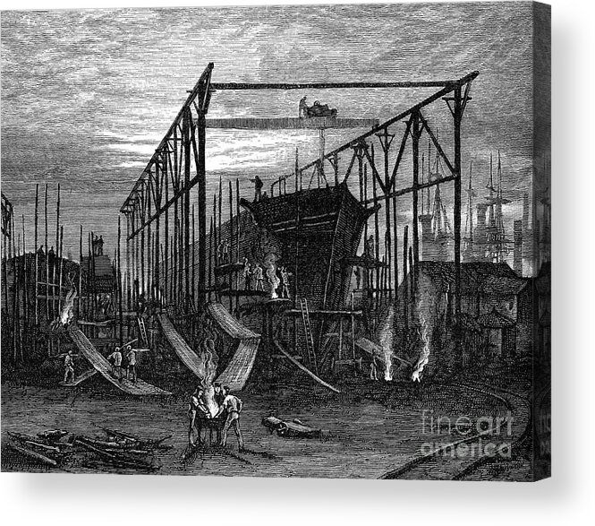 Engraving Acrylic Print featuring the drawing Shipyards On The Tyne, C1880 by Print Collector