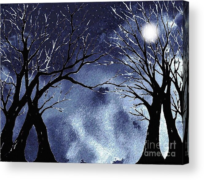 Winter Acrylic Print featuring the painting Silhouette of Winter Magic by Hazel Holland