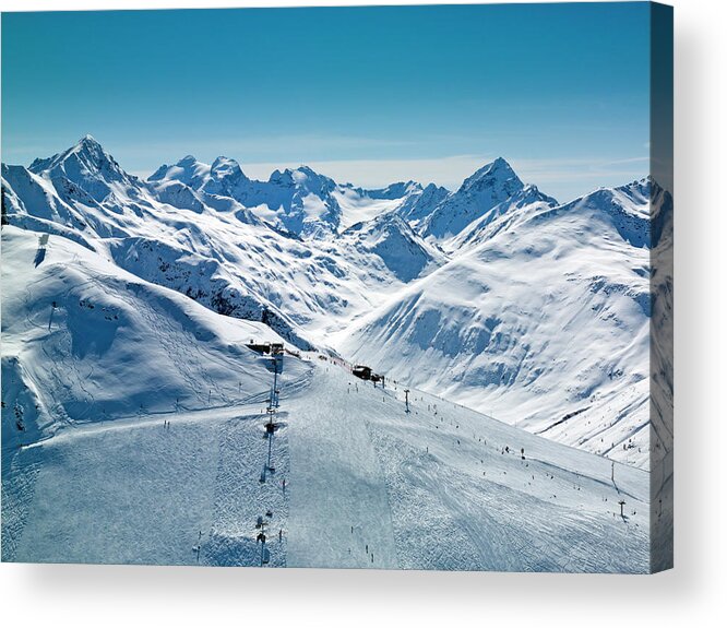 Scenics Acrylic Print featuring the photograph Ski Resort In Mountains by Creativaimage