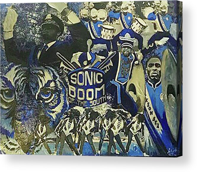 Jsu Sonic Boom Acrylic Print featuring the painting Sonic Boom by Femme Blaicasso