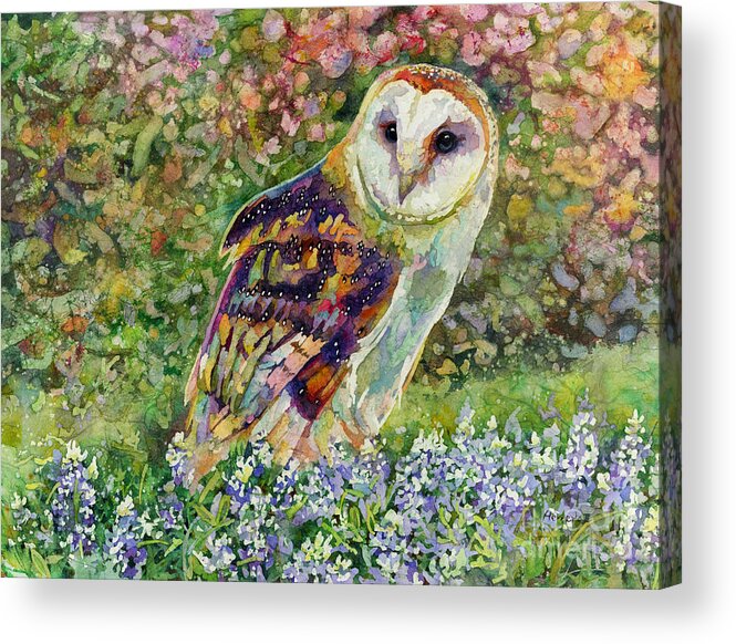 Owl Acrylic Print featuring the painting Spring Attraction by Hailey E Herrera