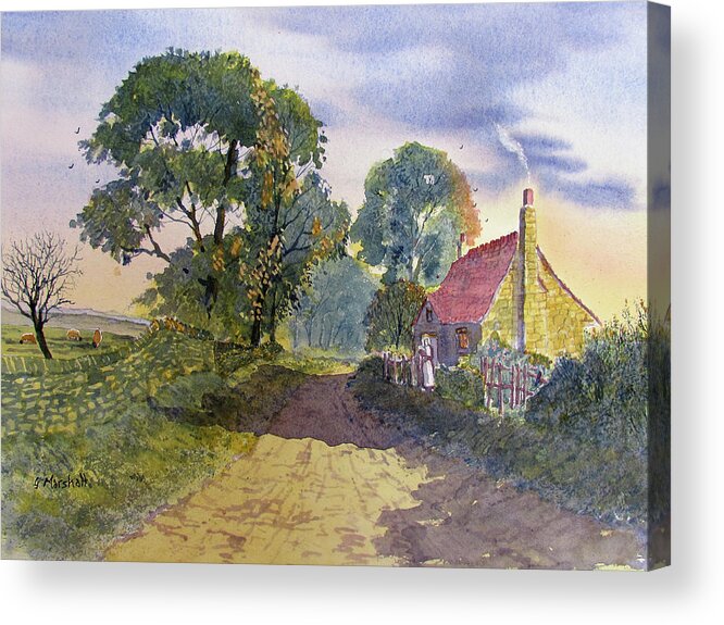 Watercolour Acrylic Print featuring the painting Standing in the Shadows by Glenn Marshall